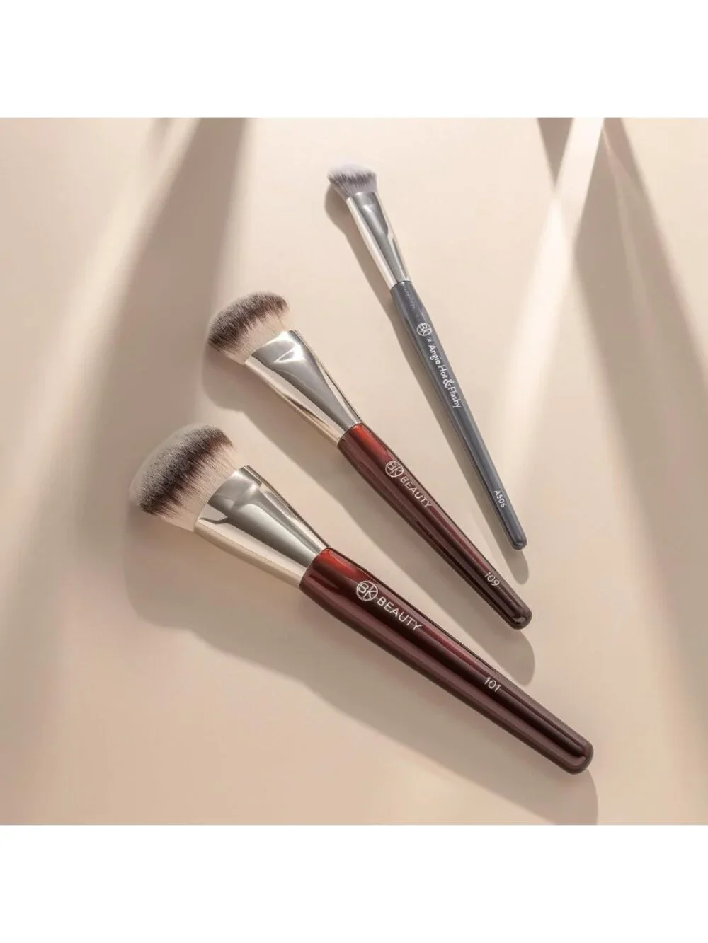 Face Brush Trio Set - Foundation, Mini & Concealer Brushes for Flawless Makeup